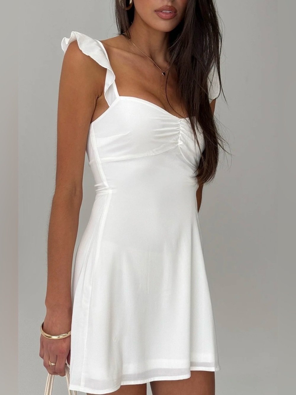 Princess Polly White Ruffle Strap Mini Dress Bachelorette Dress